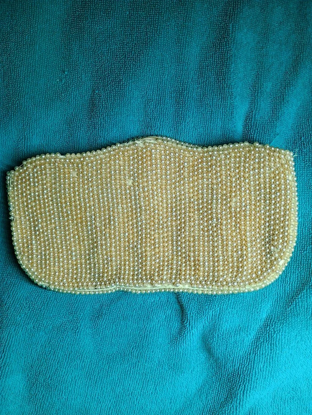 Vintage Faux-pearl Beaded Evening Clutch 1940-50's Era